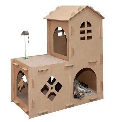 China Viable Promotional Paper Cat House Four Seasons Use Cat Cage Pet Cat Cattery Custom House Form for sale