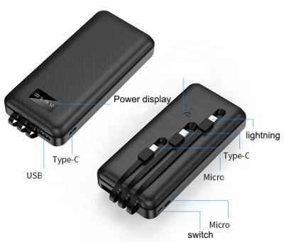 China Best selling GaN Tech bulit-in slim cable power bank with fast charging 2A mini powerbank for travel for sale