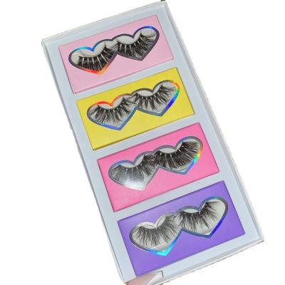 China Full Box 3D Logo Rainbow Private Label Long Strip Lashes Mink Eyelash Packaging Case Wholesale 25MM Lashes Natural Cute Custom Seller Box for sale