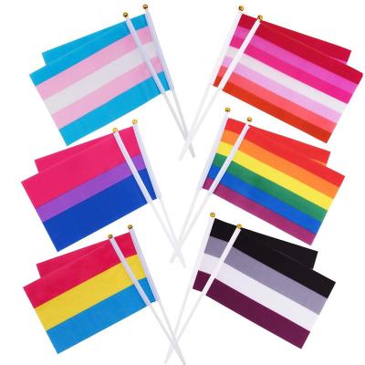 China LGBT Pride Gay Hand Events Transgender Flag Rainbow Pride Fans Parade Waving Walk/Activities Walk Events Digital Printing Flag for sale