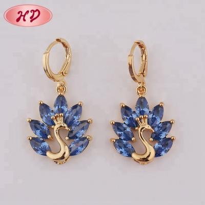 China Fashion CLASSIC Design Jewelry Gold Dubai Big Chain Hanging Earrings Peacock Earring Patterns for sale