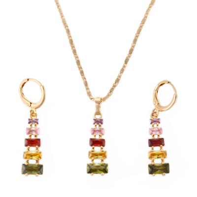 China FASHIONABLE Colorful HengDian Zircon Jewelry Set Dubai Gold Plated Jewelry, Cheap Necklace and Earring Set for sale