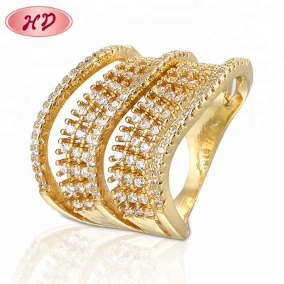 China Diamond Multi-Row Hollow Rings Jewelry 18K Gold Allergic Gold Ring Latest Designs Not For Women for sale