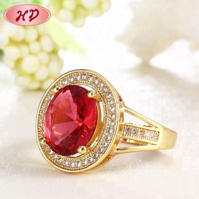 China CLASSIC Antique Gold Ring Design With One Stone Crystal Red Stone Ring Ruby Gemstone for sale