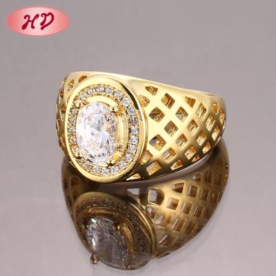 China Romantic Trendy Arabic Gold Jewelry Designs For Men Gold Plated Ring With Zircon for sale