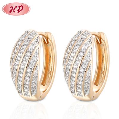 China Gold Allergic Saudi Earring Not Designs Fashion Gold Plated Zircon Circle Wedding Earrings for sale