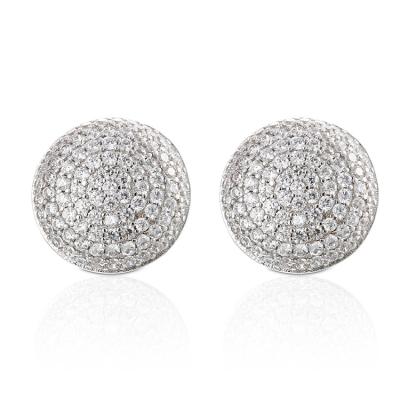 China No Allergic New Design 2019 Rhodium Plated Zircon Round Stud Earrings For Women for sale