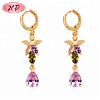 China Cute New Design Zirconia Butterfly Drop Earrings Stock For Women for sale