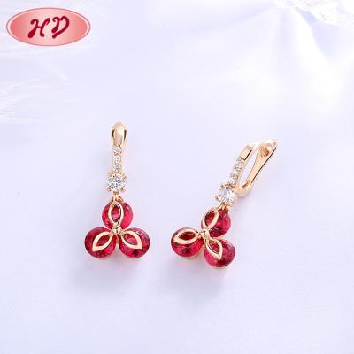 China New 2019 Latest TRENDY Gold Earring Design Circles Stud Earrings With Diamond For Men And Women Red for sale