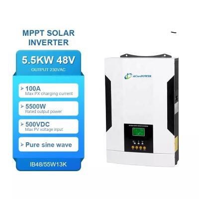 China Professional Home Appliance New Design Energy Products Charge Controller Electric House Big Solar Hybrid Inverter 6Kva 5.V 220V 5500W So for sale