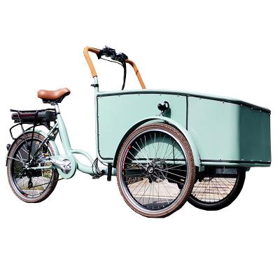 China Dutch popular steel bike 3 wheels electric cargo tricycle with trolley cargobike frame cargobike cargo for sale