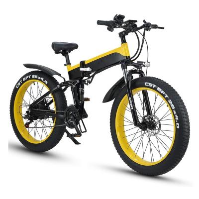 China New 2021 model aluminum alloy snow ebike fat 4.0 tire electric bike 21speed 350W fold hybrid bicycle for adult for sale