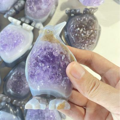 China High Quality Natural Group Crystal Animal Carving Amethyst Geode From Europe for sale