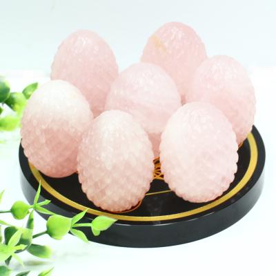 China Wholesale Europe Natural Crystal Healing Stone Crystal Egg Open Dinosaur Egg Rose Quartz Crystal Dragon Egg for sale