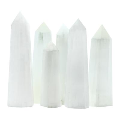 China China Wholesale Price Selenite Tower Gemstone Crystal Point Healing Transparent Natural Magic Wand for Decoration for sale