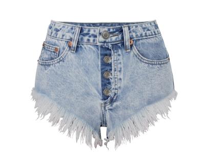 China Waterproof Summer Button Waist Cotton High Top Shorts Beach Loose Casual High Quality Pants Denim Shorts for sale