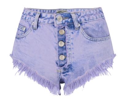 China Taro Waterproof High Waist Purple Beach Button Waist Summer Hot Pants Loose Casual High Quality Denim Shorts for sale