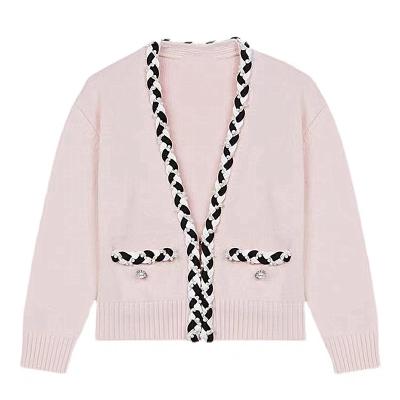 China 2021 Viable New Wool Knit Ins Cute Girly Pink Women's Cardigan Jacket Short Jacket for sale