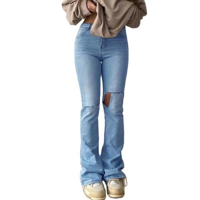 China 2021 new blue cotton high-waist stretch denim waterproof ultra-thin comfortable pants for sale