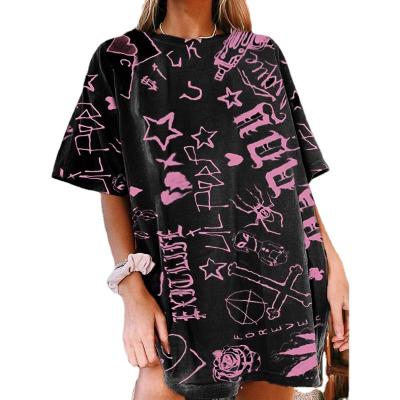 China New Style Customizable Women's Breathable Neck Pullover Casual Round Print Loose Women's Short Sleeve T-shirt T-shirt for sale