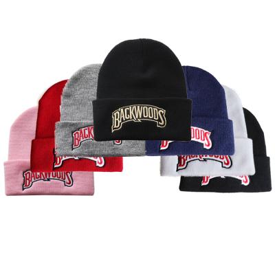 China Wholesale COMMON 18 colors custom knitted skully winter skullcap embroidered backwood beanies warm hats for sale