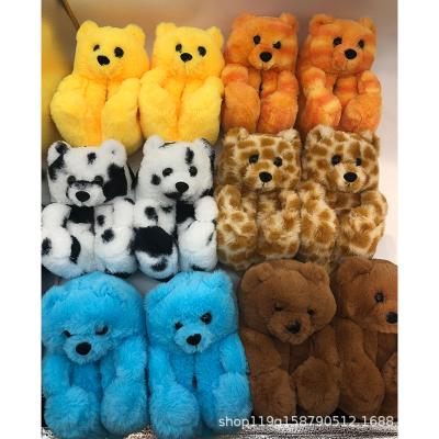 China Thick Teddybear Slippers 20 Colors Teddybear Cotton To Keep Warm Blue Kids Teddy Bear Home Shoes Slippers For Women for sale