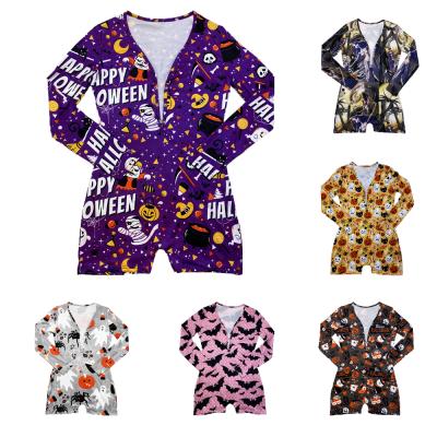 China QUICK DRY jumpsuit women 2021 6colour s-2xl long sleeve shorts with Halloween print and home for sale