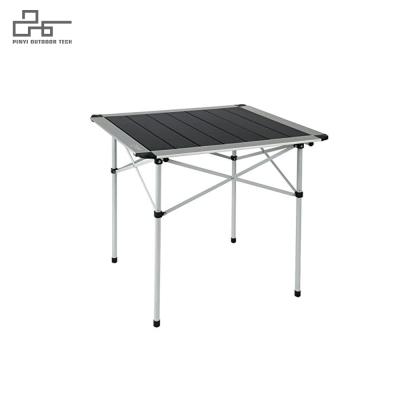 China Traditional Collapsible Aluminum Folding Roll Up Four Person Camping Table 70 x 70 x 70cm for sale