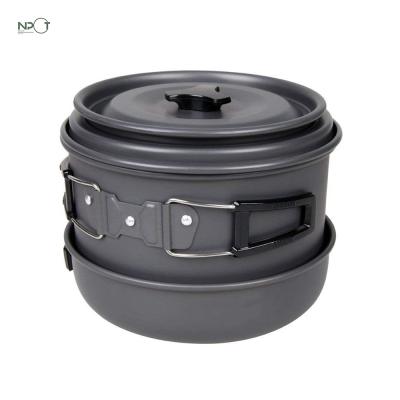 China Wholesale viable OEM 5~6person NPOT China gear camping kitchen utensil set cookware outdoor camping for sale