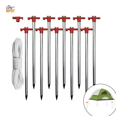 China Tent Peg Top For Camping Tent NPOT Selling Non-rust Camping Family Tent Noise Up Canopy Stakes 10pcs-Pack Aluminum Tent Stake for sale