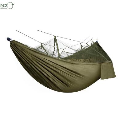 China Lightweight nylon hammock top picks outdoor hammock with mosquito net, lightweight parachute nylon hammock for 2 person for sale