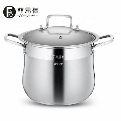 China Sustainable Deep Stainless Steel Cooking Pot For Household Use 304&201 Capsuled Induction for sale