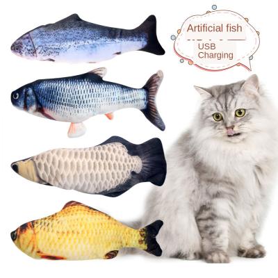 China Stuffed Plush Pet Cat Toy Electric USB Simulation Electronic Fish Filling Toys For Dog Cat Chewing Playing Biting Supplies katten speelgoed for sale