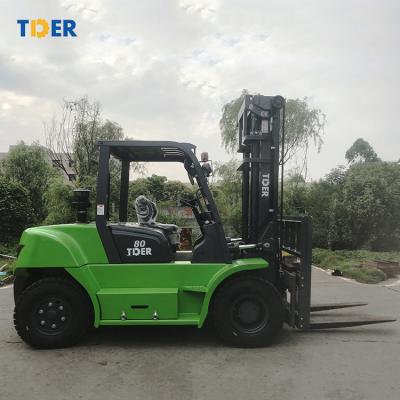 China TDER Large 8 Ton Diesel 3 Stage Mast Forklift Powered Pallet Truck Type for sale