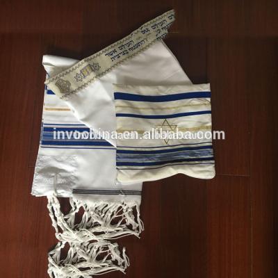 China White With Black Stripes Printed Messiah Jewish Tallit Image With Bag72*22inch for sale