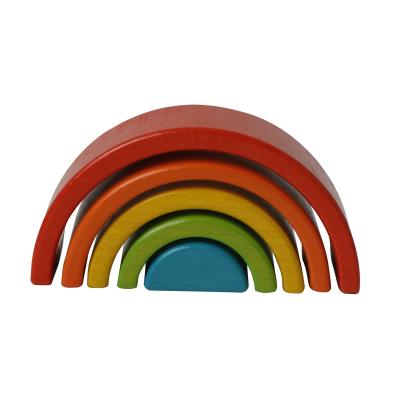 China DIY Pattern Colorful Wooden Rainbow Block Set, Kids Montessori Baby Educational Toys for Preschool and Kindergarten Kids for sale