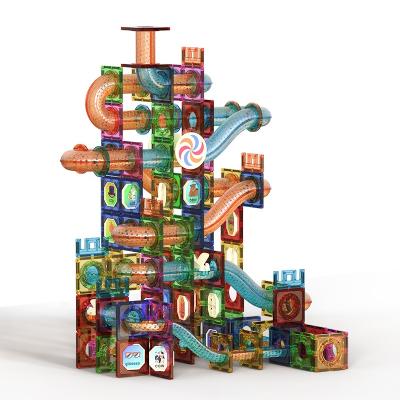 China New DIY Construction Kids Toy 2021 Set Safe Puzzle Toy 3d ABS Magnetic Building Tiles Marble Run Blocks for sale