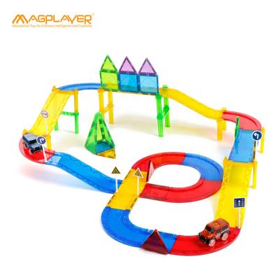 China 2020 Popular Magnetic Building Toy ROD Racing Car Tiles Car Race Track Educational Toy With CE ASTM for sale