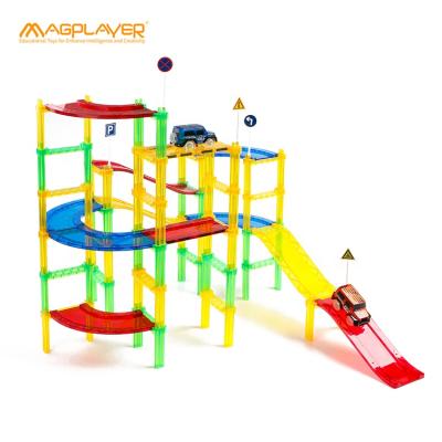 China Building Toy 2021 Kids Stem Toy 3D Racing Building Blocks Set Car Race Track Magnetic Marble Toys For Wholesale for sale