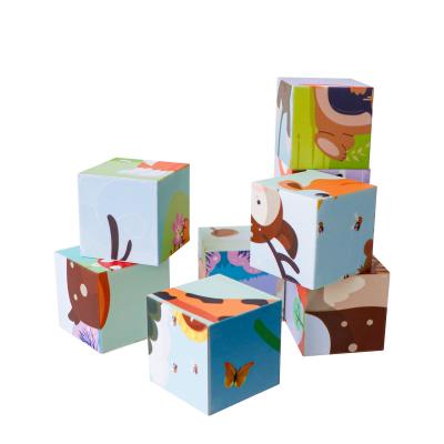 China DIY TOY Cube Puzzle Model Wooden Blocks Animal Matching Jigsaw Puzzle For Wholesale for sale