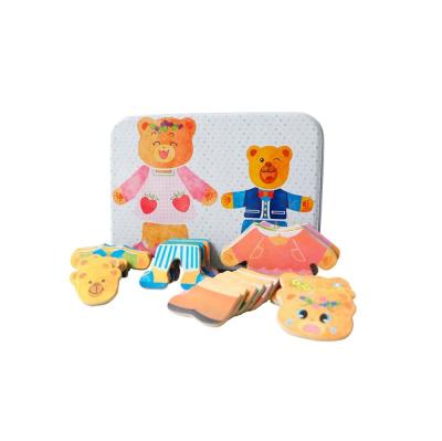 China DIY Practice Toy Manufacturer Wholesale Children's Cardboard Bear Dressing Magnetic Wooden Puzzle for sale