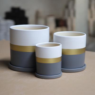 China Eco-friendly Ceramic Pots Garden 3cs Indoor Planter Flower Pots Set Wholesale for sale