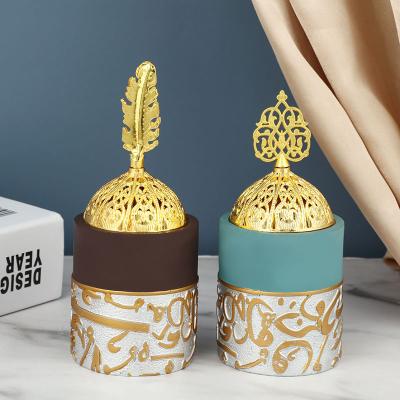 China Indian Fashionable Gold Exquisite Stove Ornaments Light Luxury Creative Home Office Decoration Aromatherapy Incense Relief Incense Gift Ornaments for sale