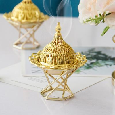 China Metal Gold Middle East Incense Censer Hand Held Home Decoration Arabian Indian Mini Censer Trumpet for sale