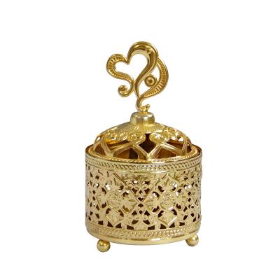 China European Arab Indian Metal Handheld Hollow Censer Gold Lace Censer Middle East Incense Desktop Decoration for sale