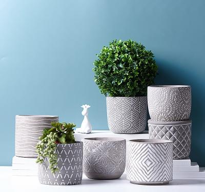 China Wholesale Mid-Century Style Cement Flowerpot Indoor Plant Green Plant Pot Manufacturer Office Modern Simple Nordic Fleshy Flowerpot for sale