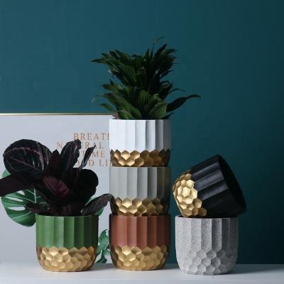 China Gold Style Succulent Plants Radish Flower Pot Potted Creative Simple Geometric Simply Nordic Green for sale