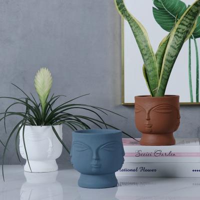 China Simply Nordic style cement flowerpot sandblasting point four-sided art simple creative green face radish meat pot for sale