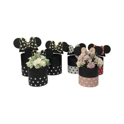 China Recyclable Three Piece Bucket Hug Flower Box Round Mickey Flower Box for sale