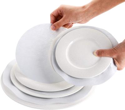 China Viable Round Pan Protector Porcelain Dish Storage Protectors Soft White Felt Pads For Proclean Packing Stacking Cookware for sale